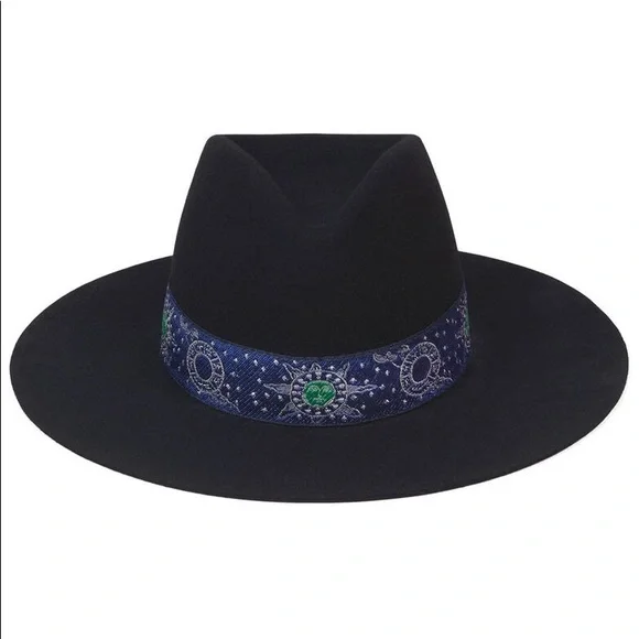 Lack Of Color Black Hat with Blue zodiac band display picture 2